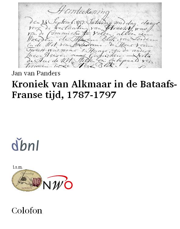 Kroniek van Alkmaar in de Bataafs-Franse tijd, 1787-1797