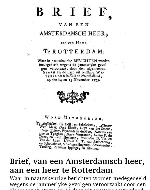 Brief, van een Amsterdamsch heer, aan een heer te Rotterdam