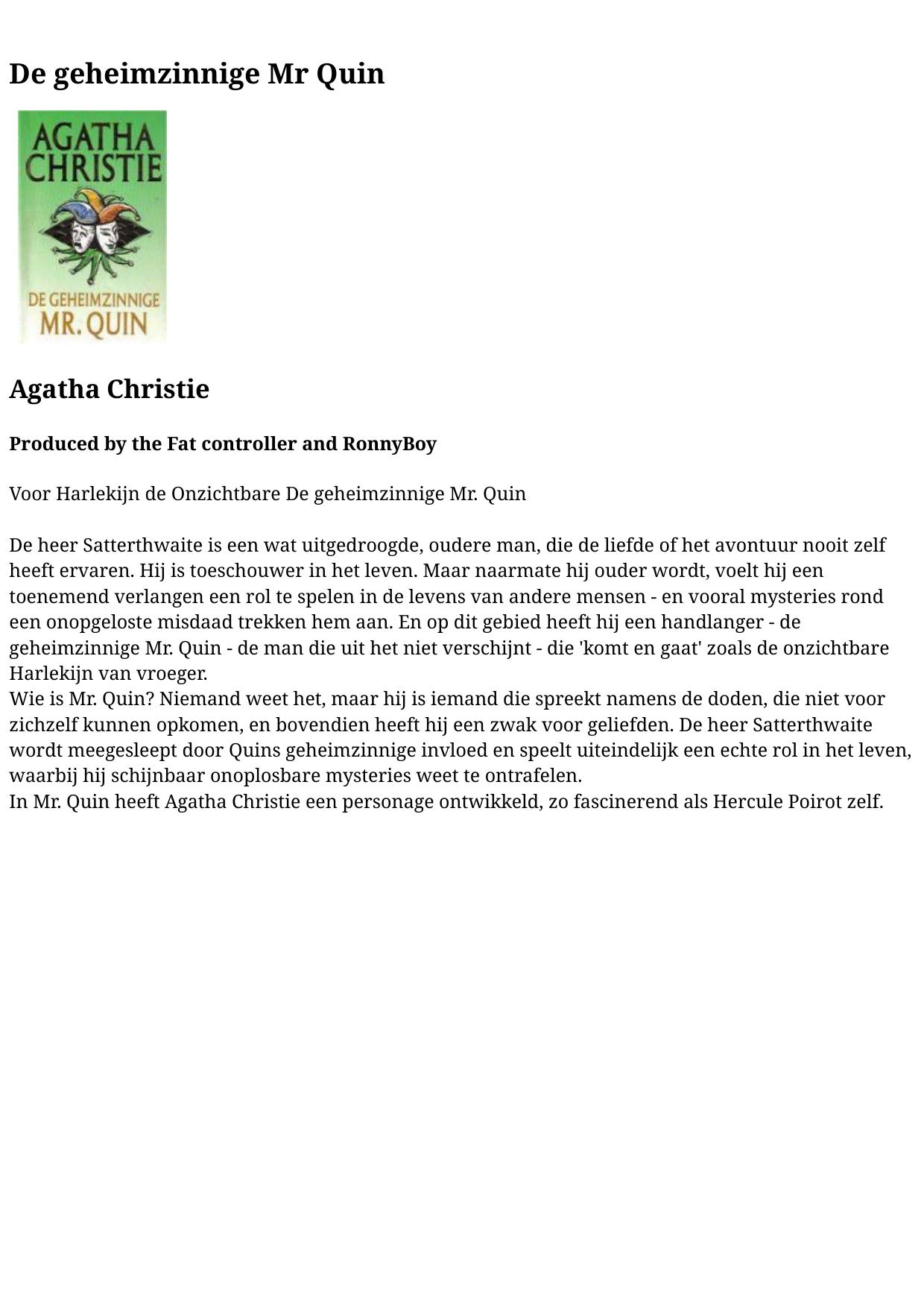 De geheimzinnige Mr Quin