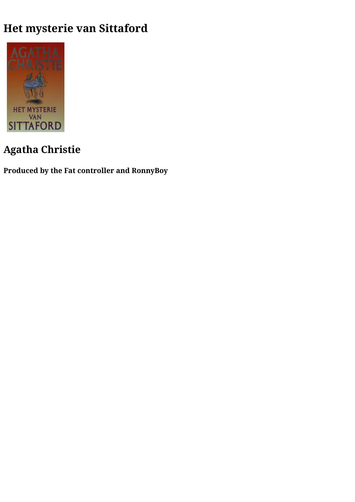Agatha 19 - Het Mysterie Van Sittaford