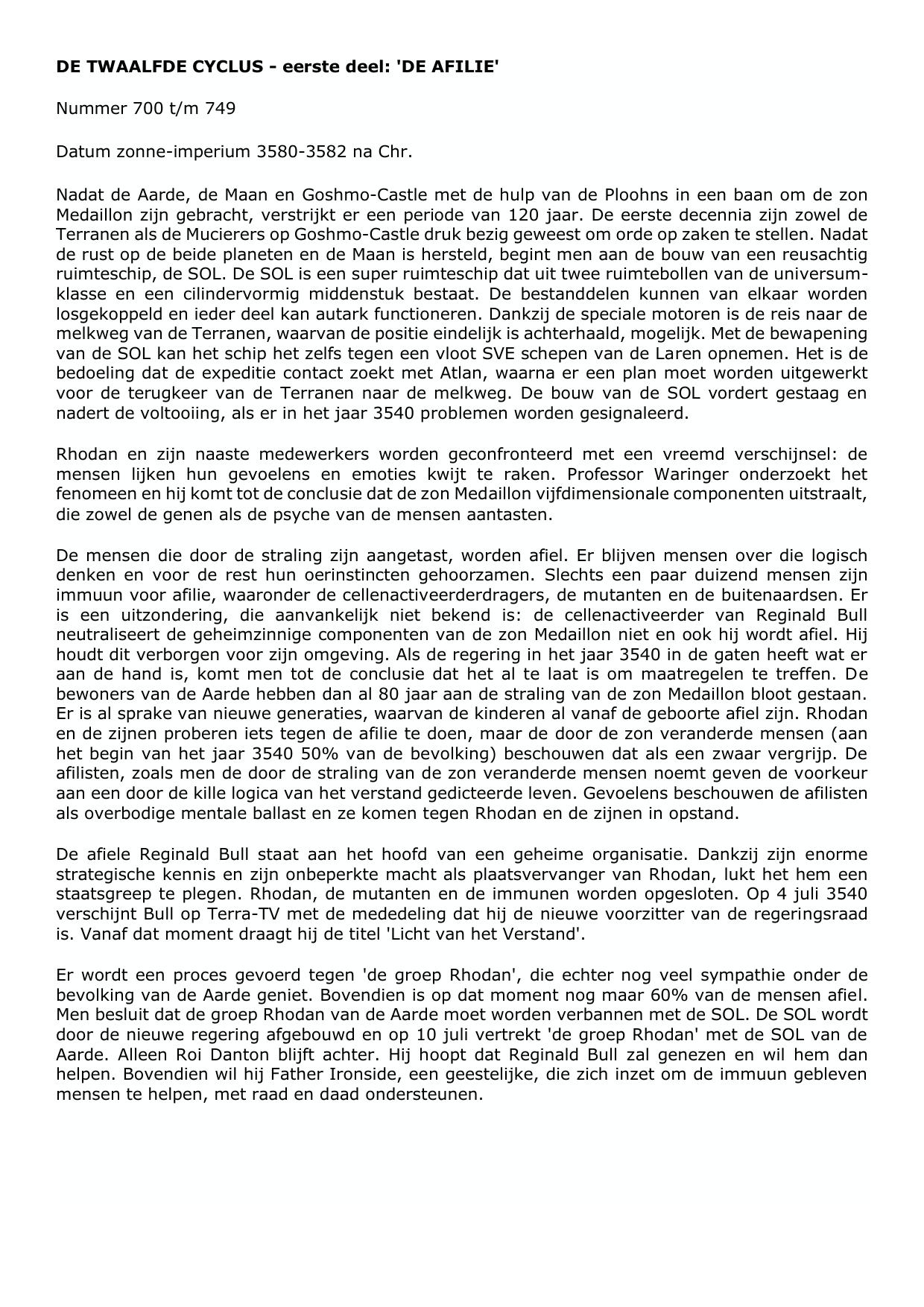 Samenvatting Cyclus 12 - De Afilie