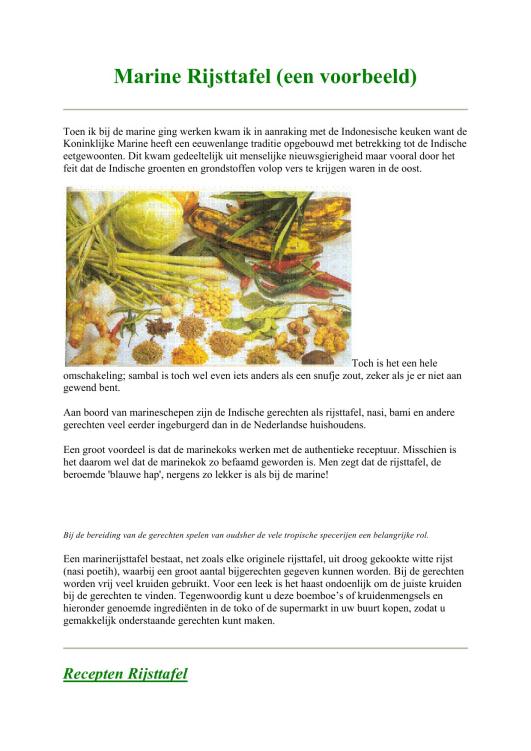 Marine Rijsttafel Koninklijke Marine
