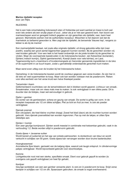 Marine Rijsttafel Recepten Koninklijke Marine