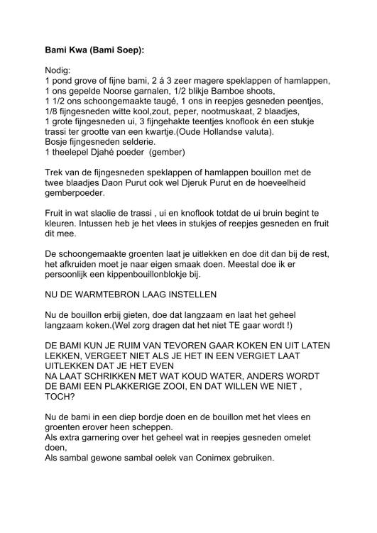 Bami Kwa-Bami Soep Koninklijke Marine