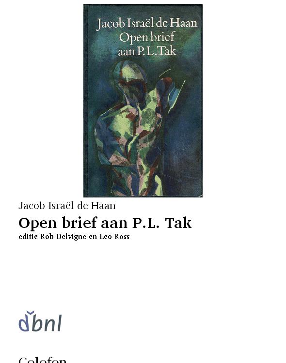 Open brief aan P.L. Tak
