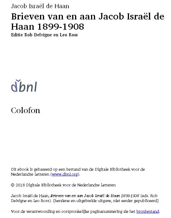 Brieven van en aan Jacob Israël de Haan 1899-1908