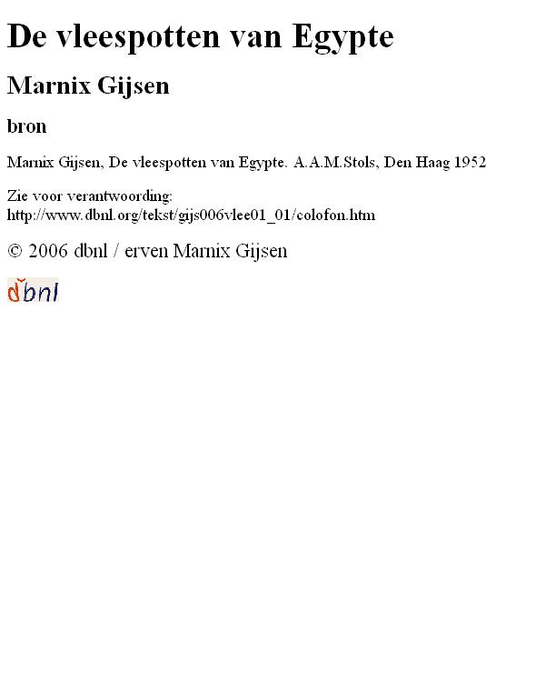 gijsen, marnix - de vleespotten van egypte