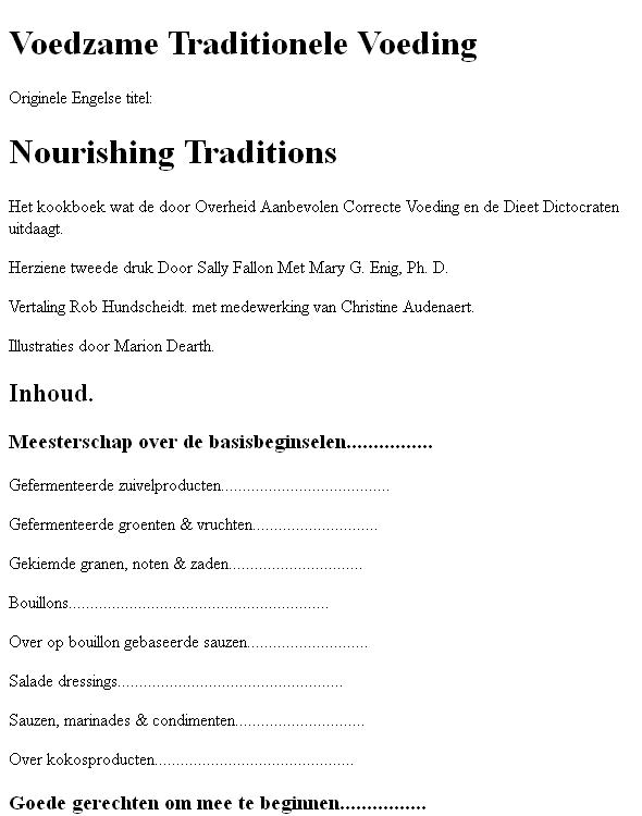 Voedzake Traditionele Voeding