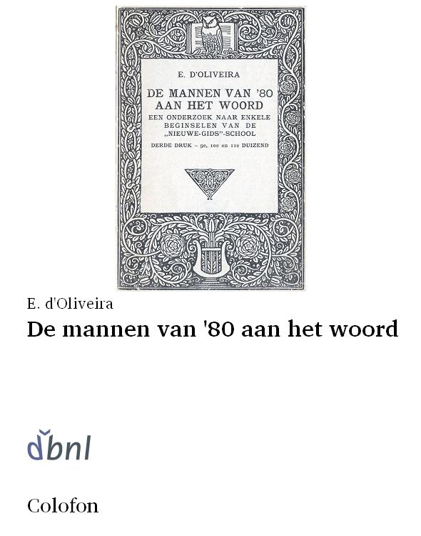 De mannen van '80 aan het woord. Gesprekken met Nederlandsche letterkundigen