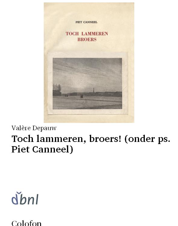 Toch lammeren, broers! (onder ps. Piet Canneel)