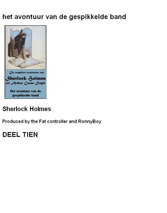 Sherlock Holmes 10 - Het Avontuur Van De Gespikkelde Band