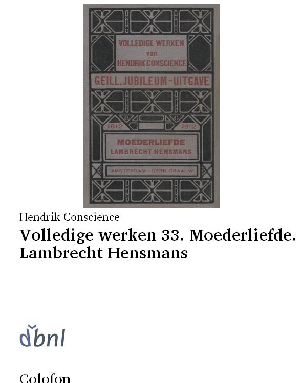 Volledige werken 33. Moederliefde. Lambrecht Hensmans