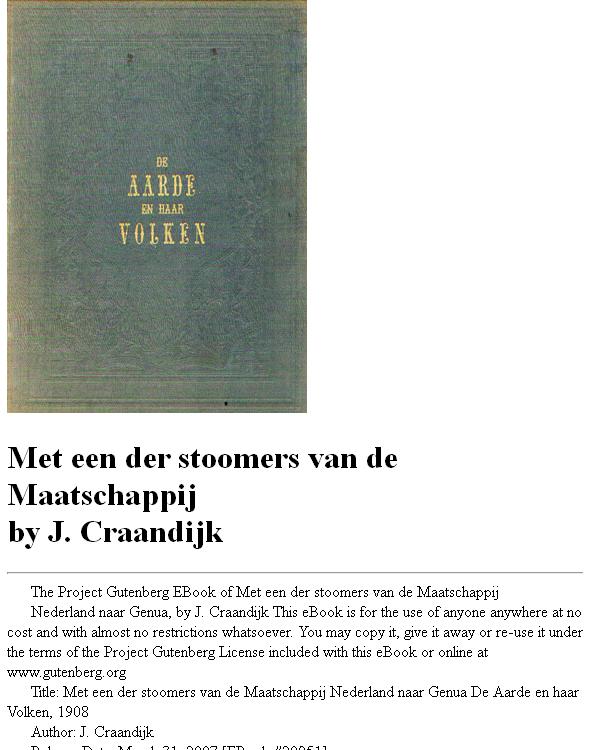 Met een der stoomers van de Maatschappij Nederland naar Genua