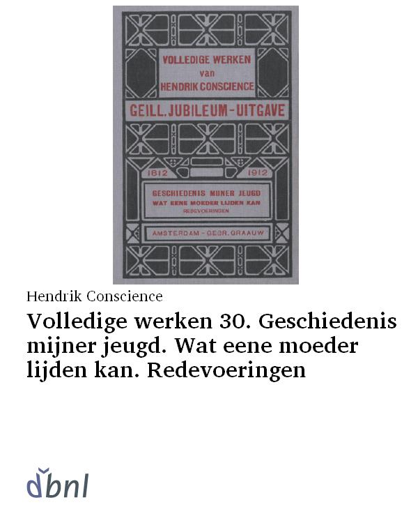 Volledige werken 30. Geschiedenis mijner jeugd. Wat eene moeder lijden kan. Redevoeringen