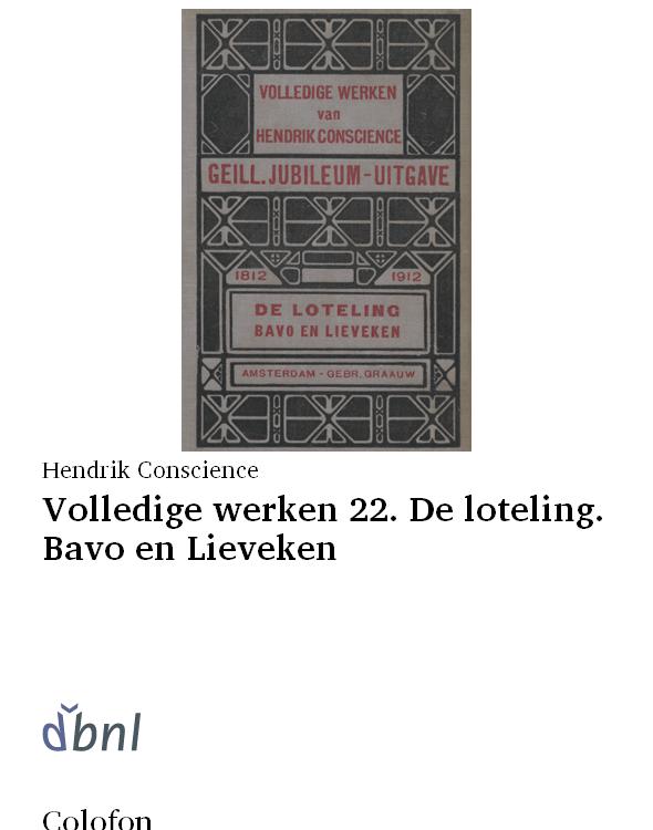Volledige werken 22. De loteling. Bavo en Lieveken
