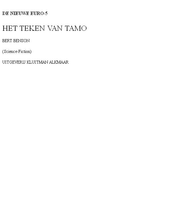 Euro -5 - Het teken van Tamo