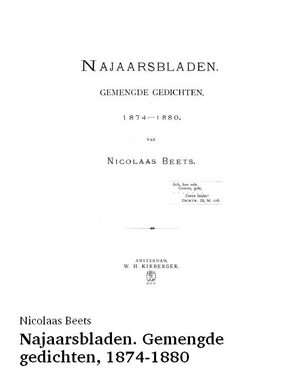 Najaarsbladen. Gemengde gedichten, 1874-1880