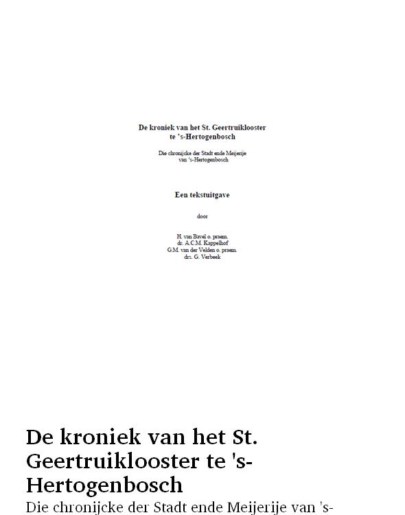 De kroniek van het St. Geertruiklooster te 's-Hertogenbosch