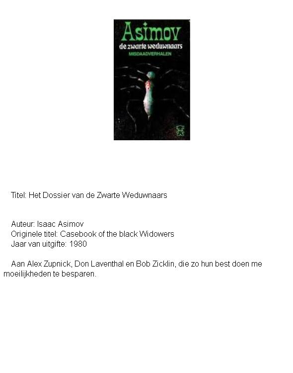 Het Dossier van de Zwarte Weduwnaars (Casebook of the Black Widowers)