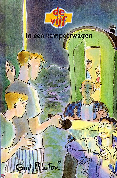 De Vijf in een kampeerwagen