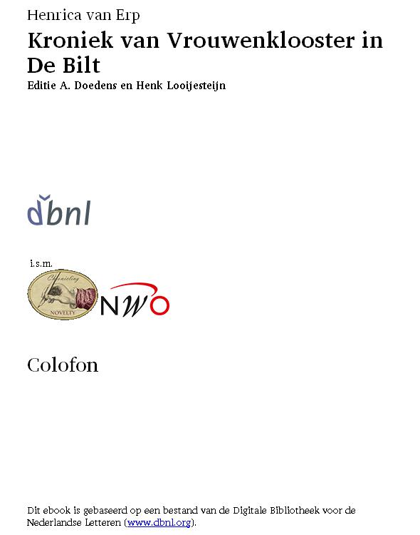 Kroniek van Vrouwenklooster in De Bilt