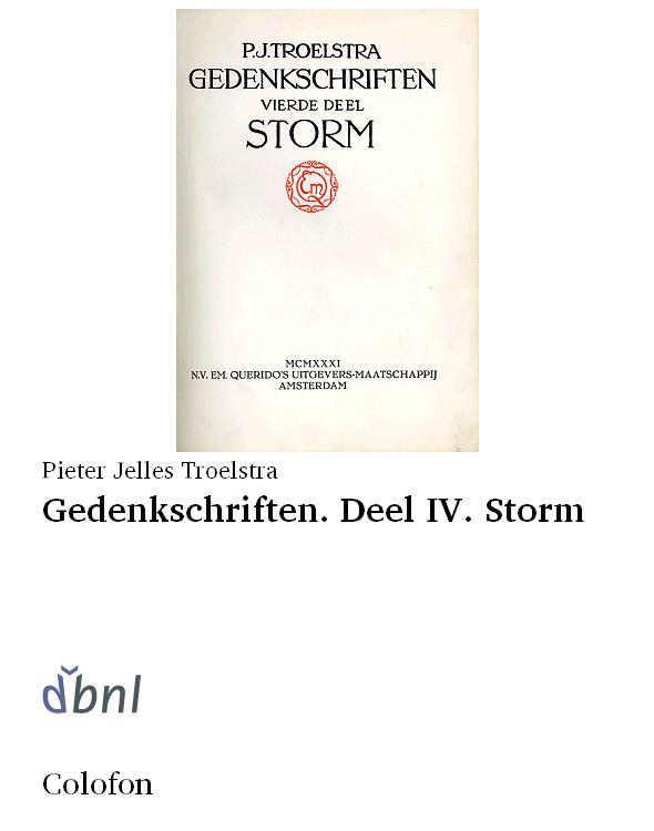 Gedenkschriften. Deel IV. Storm
