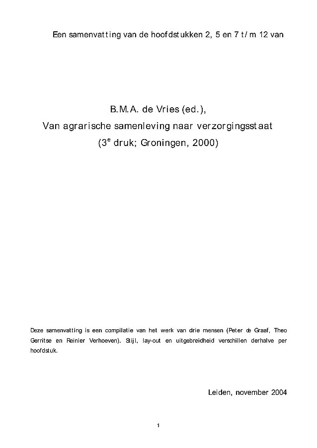 Agrarische Geschiedenis
