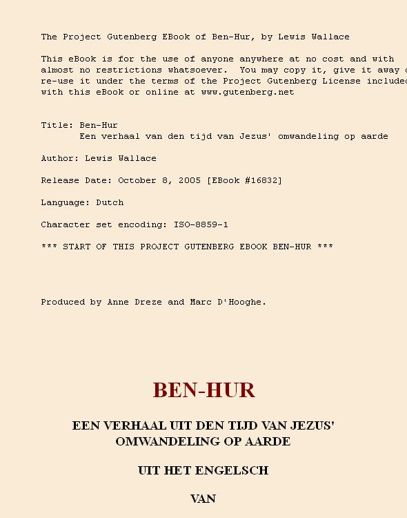 Ben-Hur Een verhaal van den tijd van Jezus' omwandeling op aarde