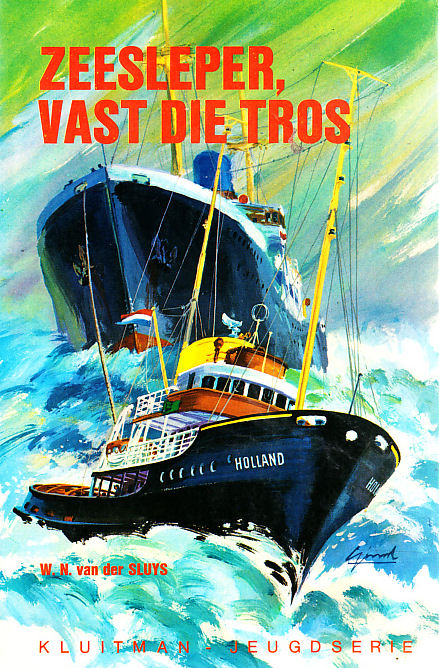 Zeesleper vast die tros