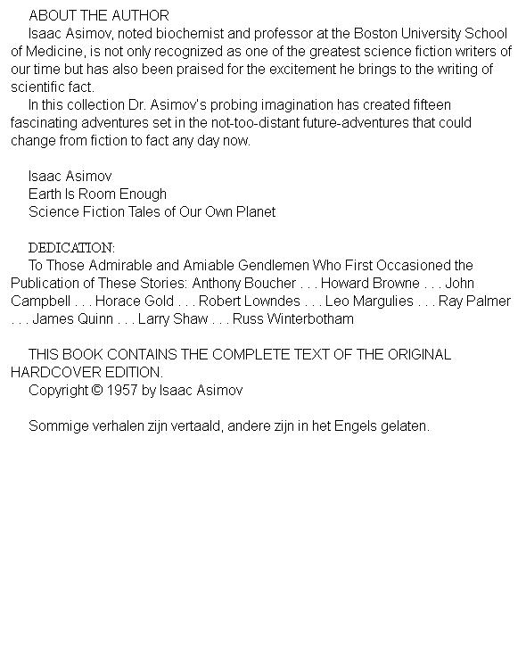 Asimov, Isaac - (1957) Earth Is Room Enough