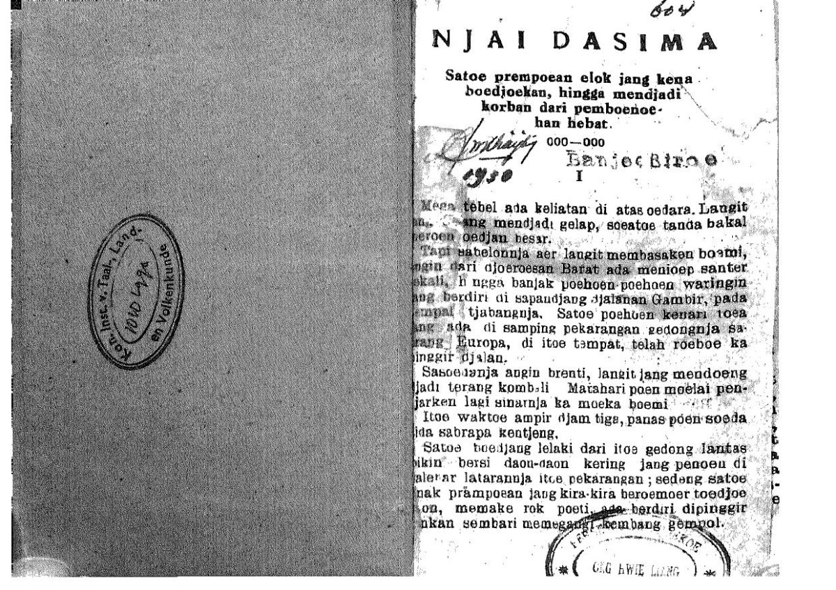 satoe prempoean elok jang kena boedjoekan, hingga mendjadi korban dari pemboenoehan hebat (1930)