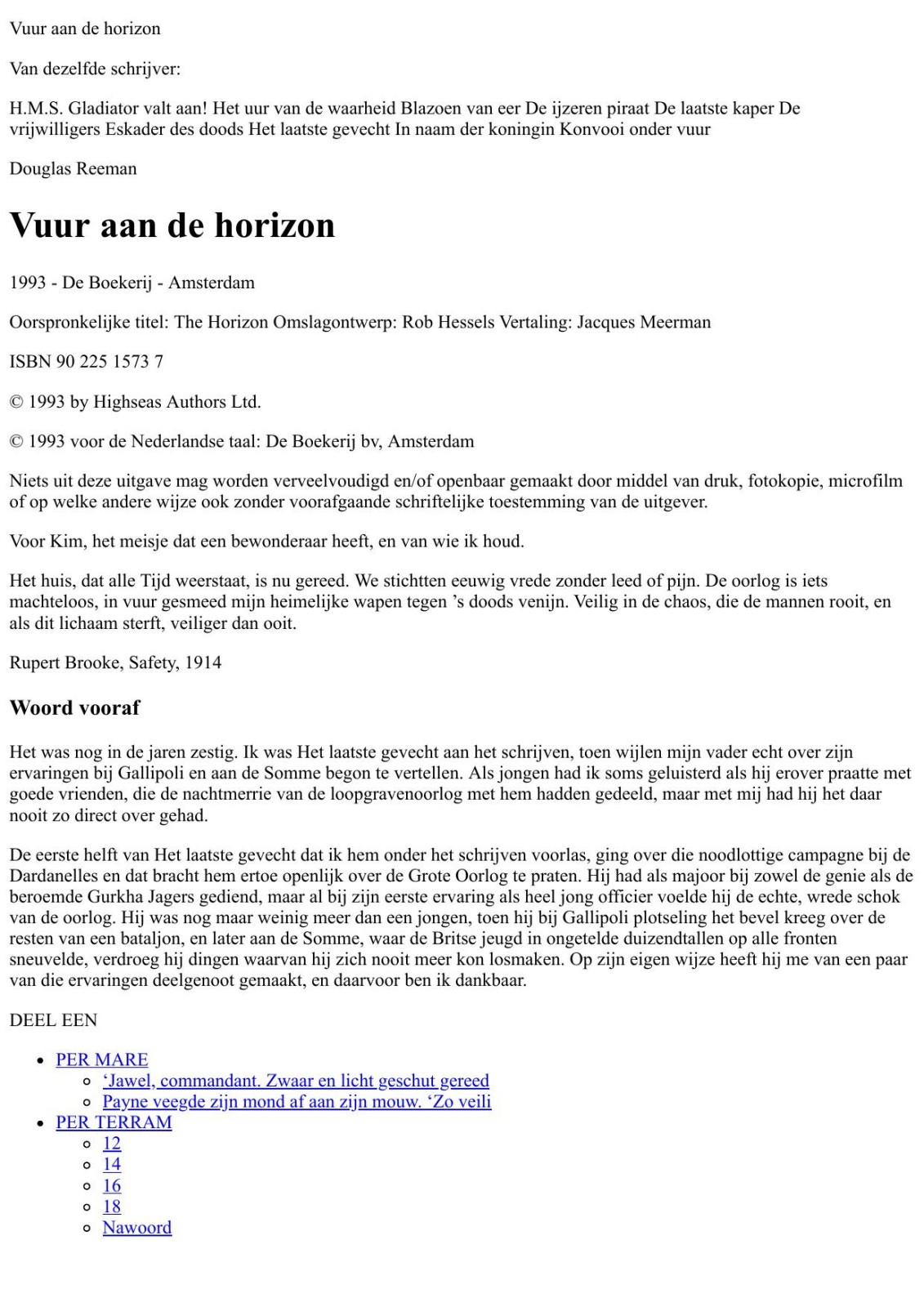 Reeman, Douglas - Vuur Aan De Horizon