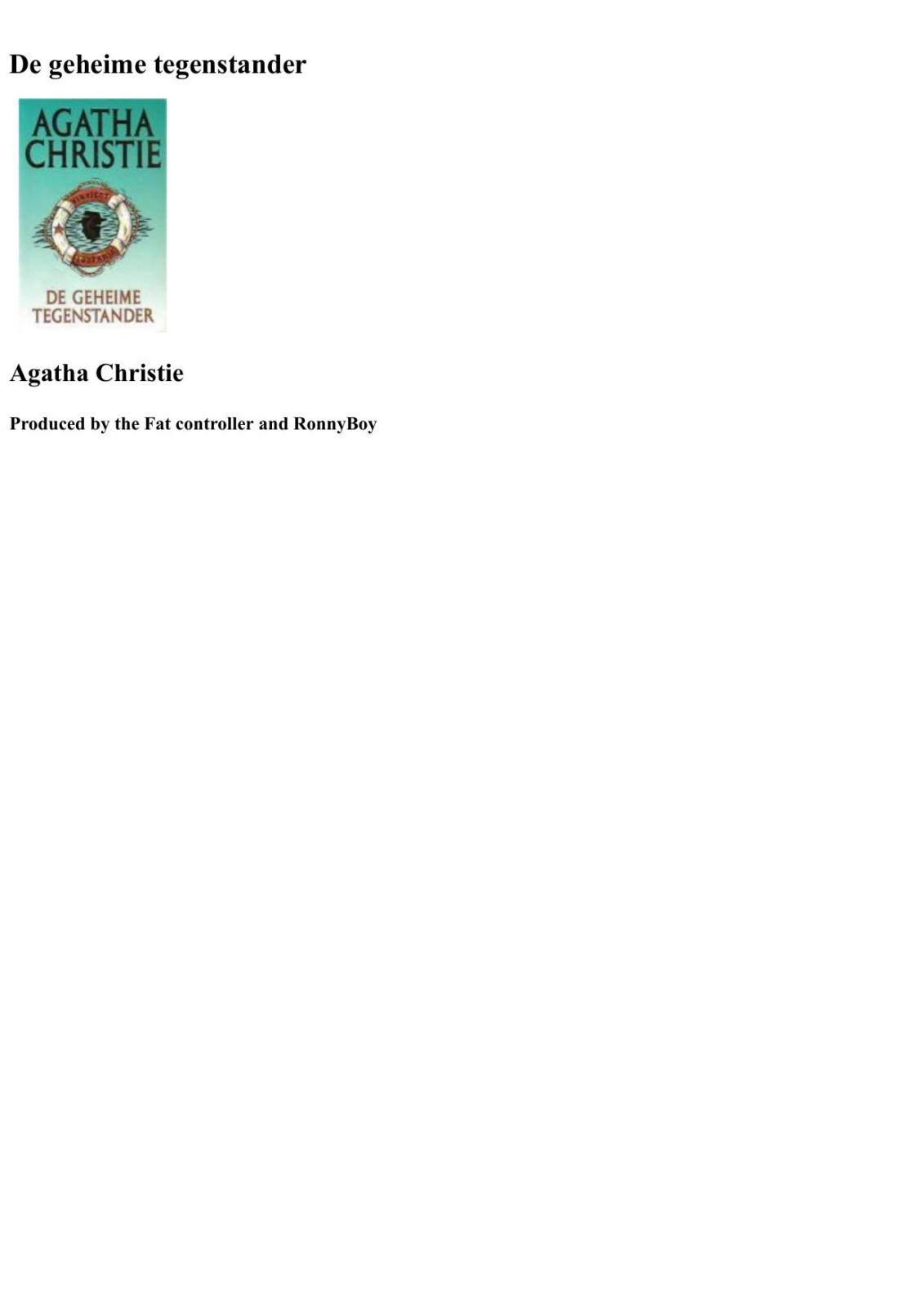 Agatha 30 - De Geheime Tegenstander