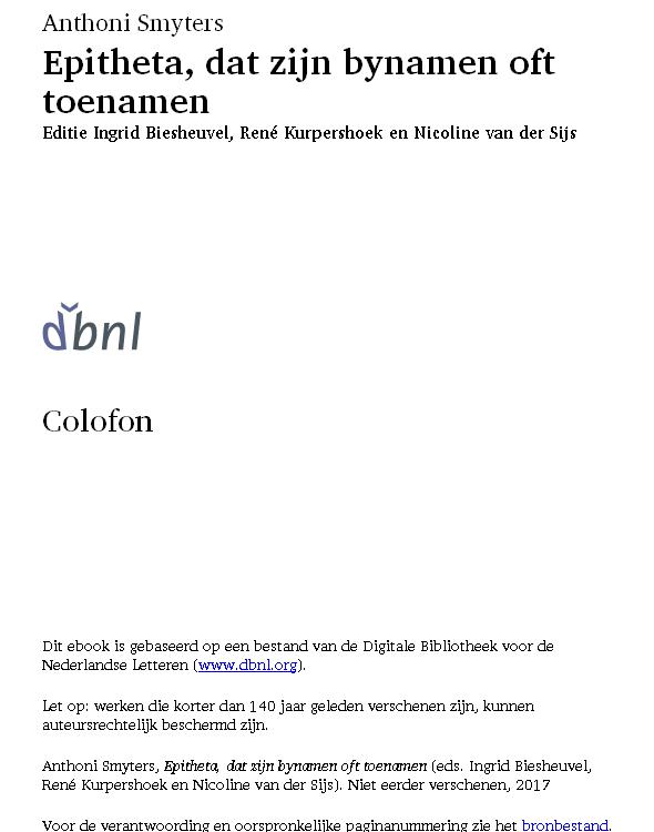 Epitheta, dat zijn bynamen oft toenamen