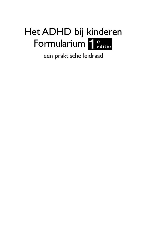 Het adhd bij kinderen formularium 1e editie