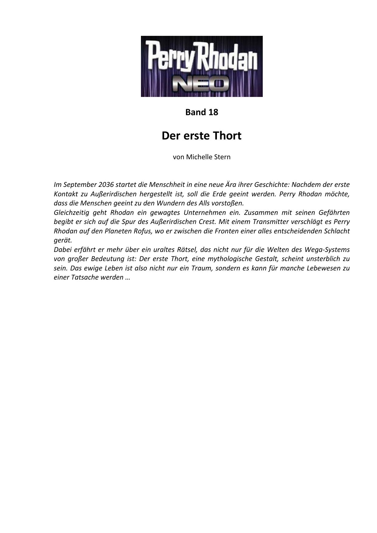 Perry Rhodan Neo 18: Der erste Thort (German Edition)