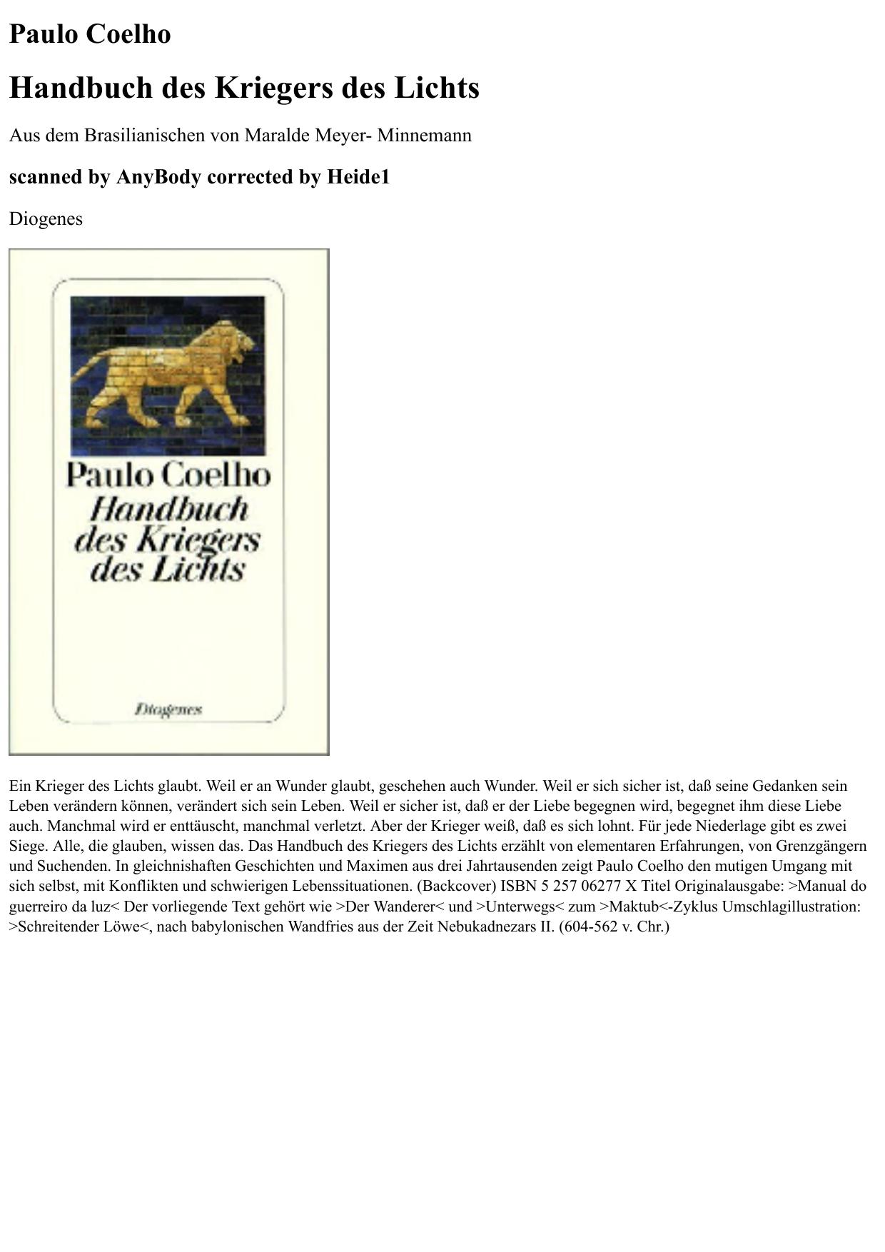 handbuch des kriegers des lichts - paulo coelho