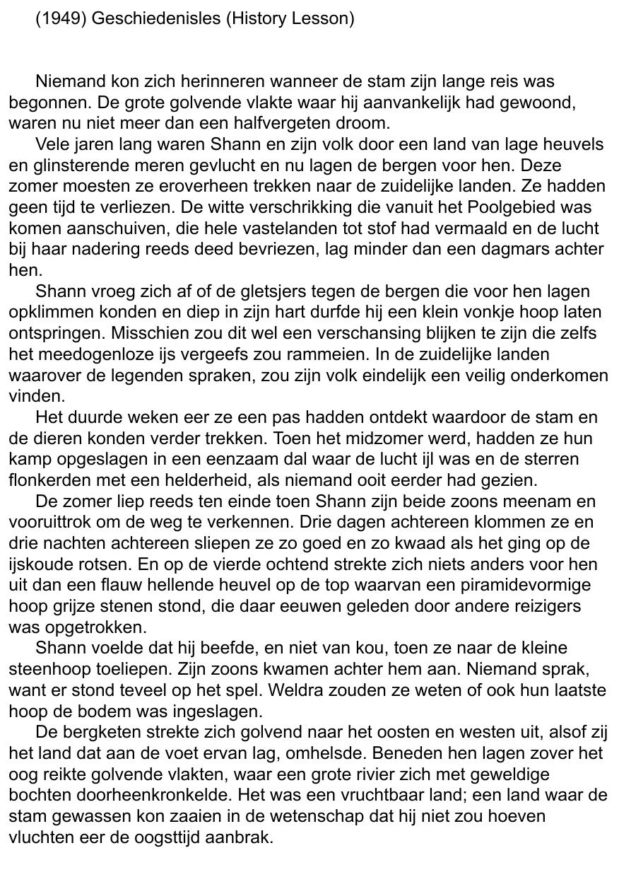 (1949) Geschiedenisles (History Lesson) - Sf