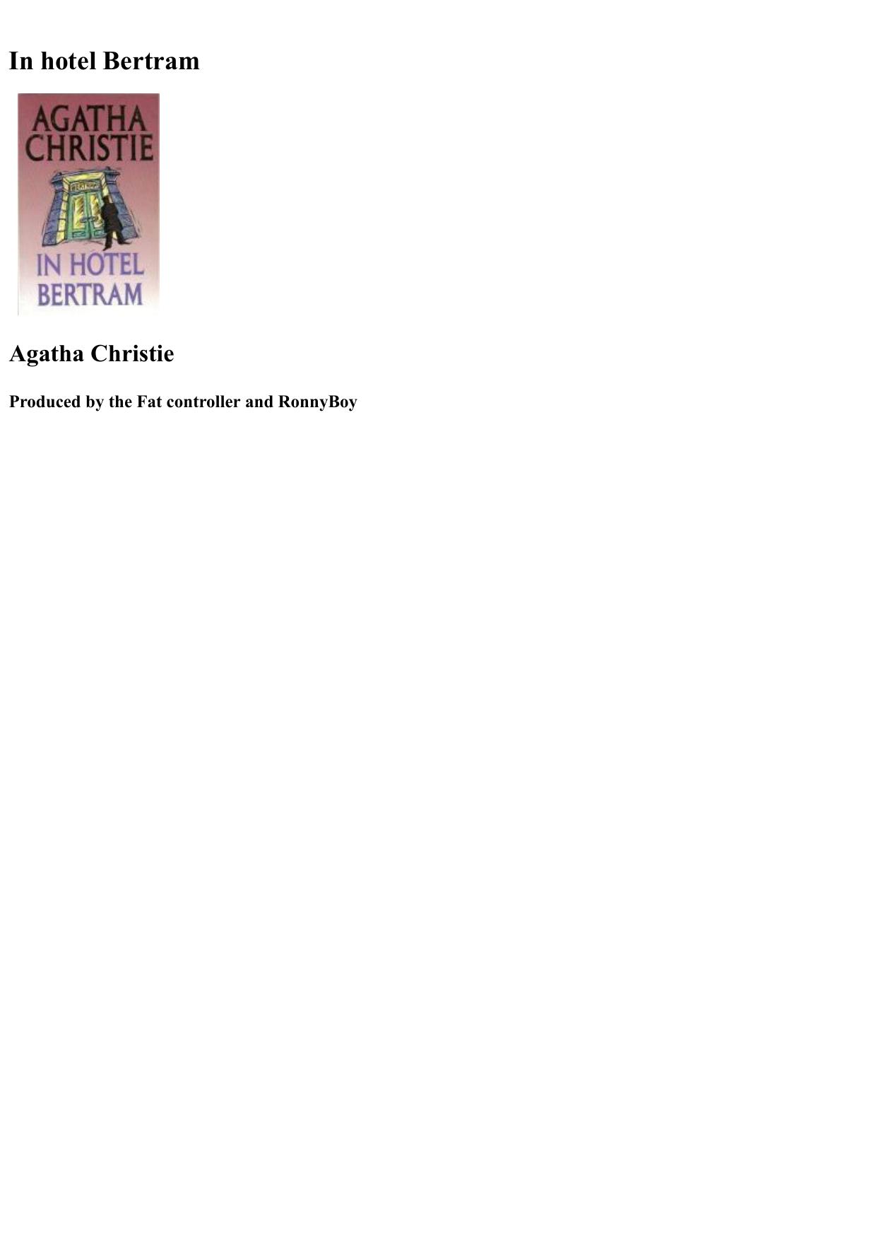 Agatha 42 - In Hotel Bertram