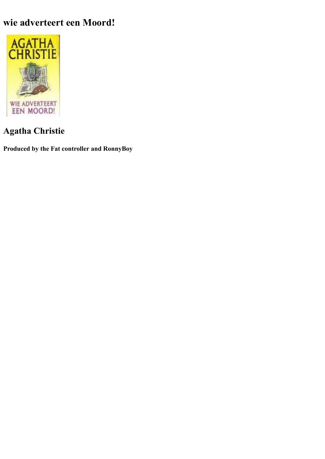 Agatha 09 - Wie Adverteert Een Moord