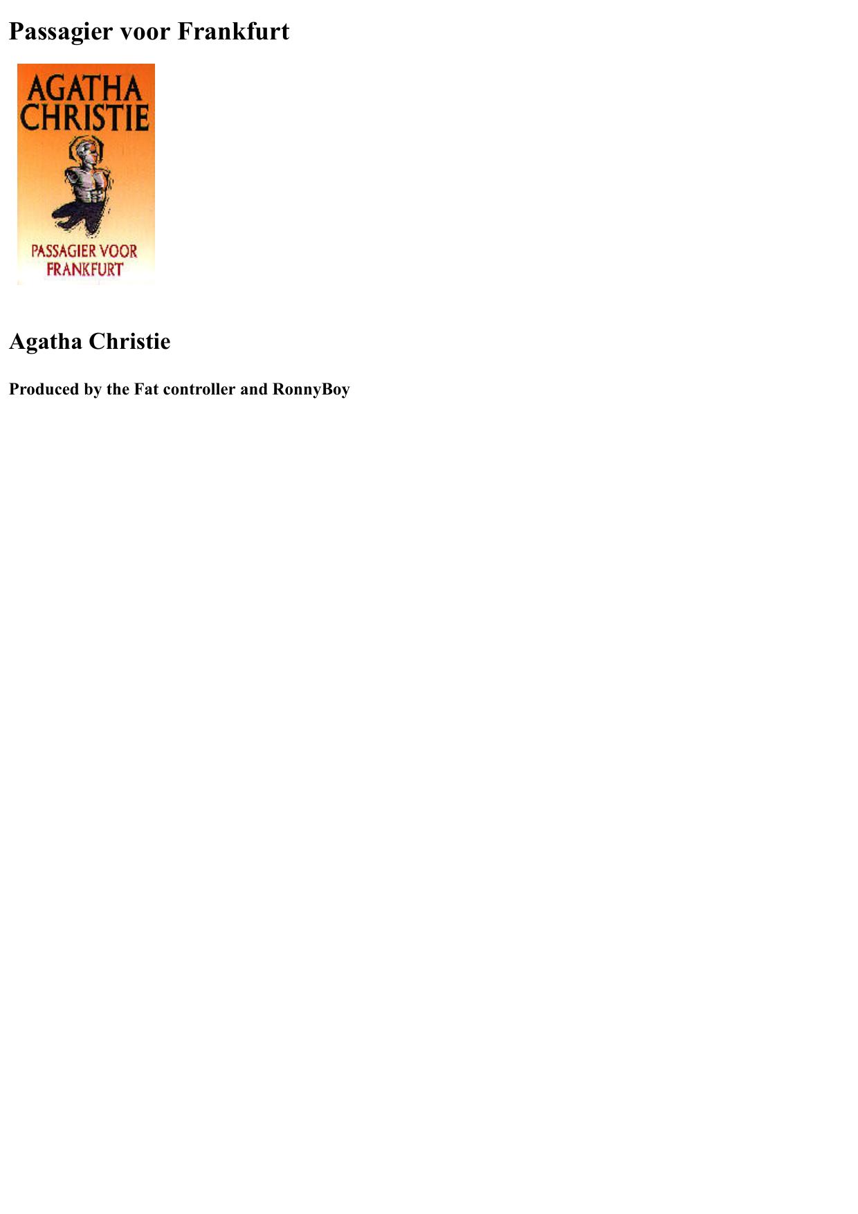 Agatha 51 - Passagier Voor Frankfurt