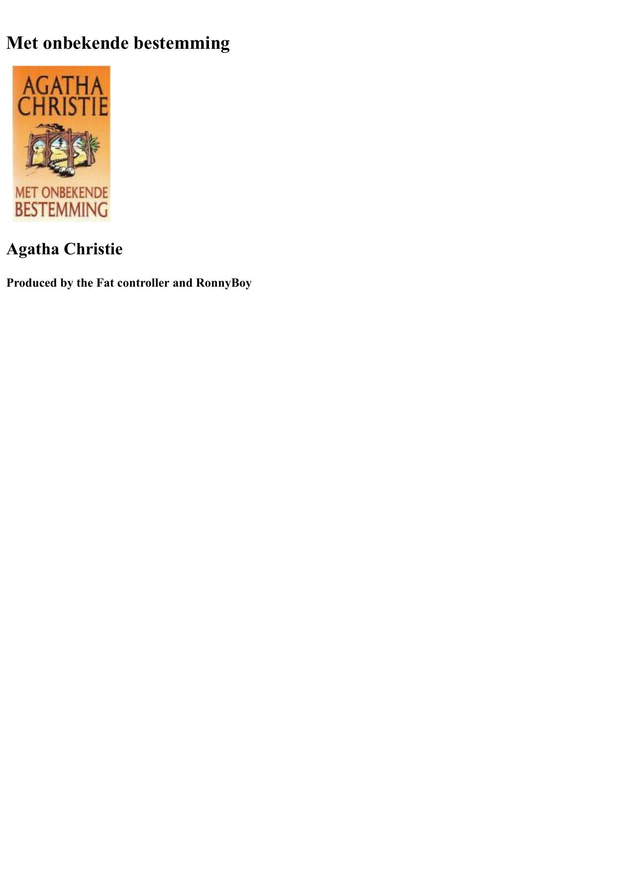 Agatha 71 - Met Onbekende Bestemming