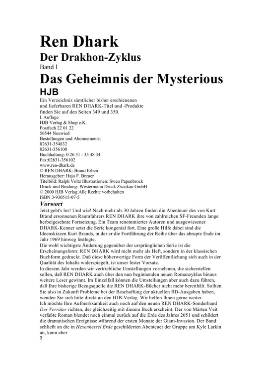 [Ren Dhark Drakhon Zyklus 01] Das Geheimnis der Mysterious
