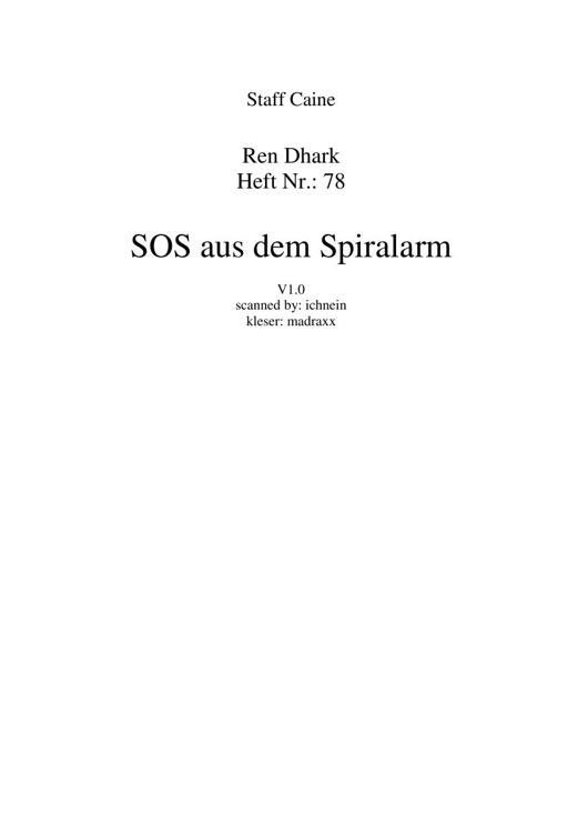 [Ren Dhark 078] Sos aus dem Spiralarm