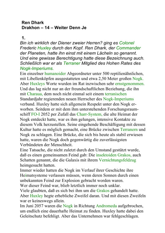 [Ren Dhark Drakhon Zyklus 14] Weiter denn je