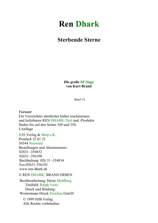 [Ren Dhark Classic Zyklus 14] Sterbende Sterne