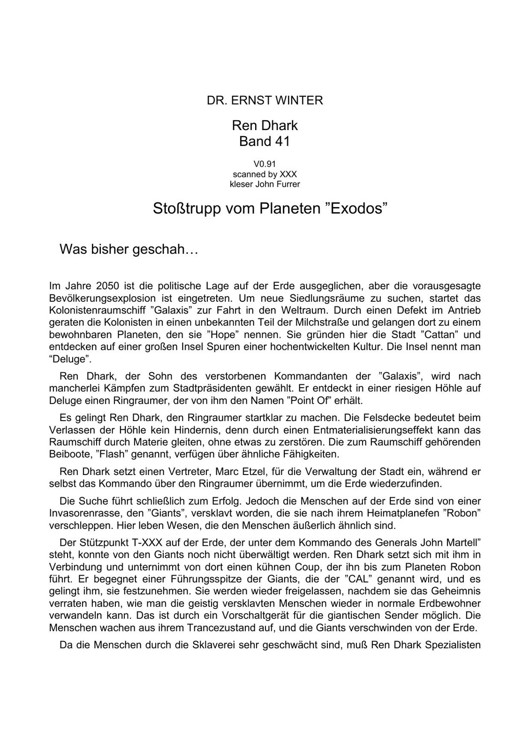Microsoft Word - Ren Dhark - 41 - Stoßtrupp vom Planeten Exodus.rtf