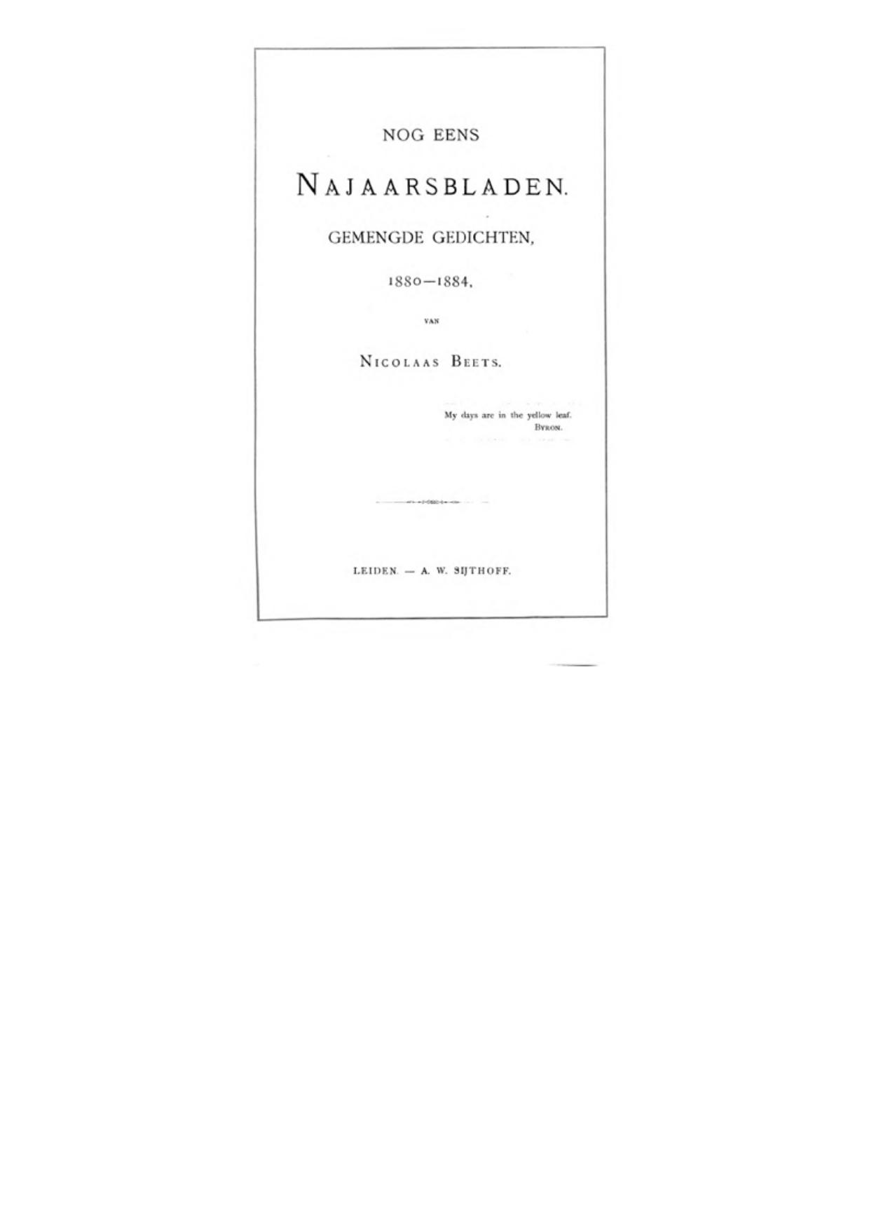 Nog eens najaarsbladen. Gemengde gedichten, 1880-1884
