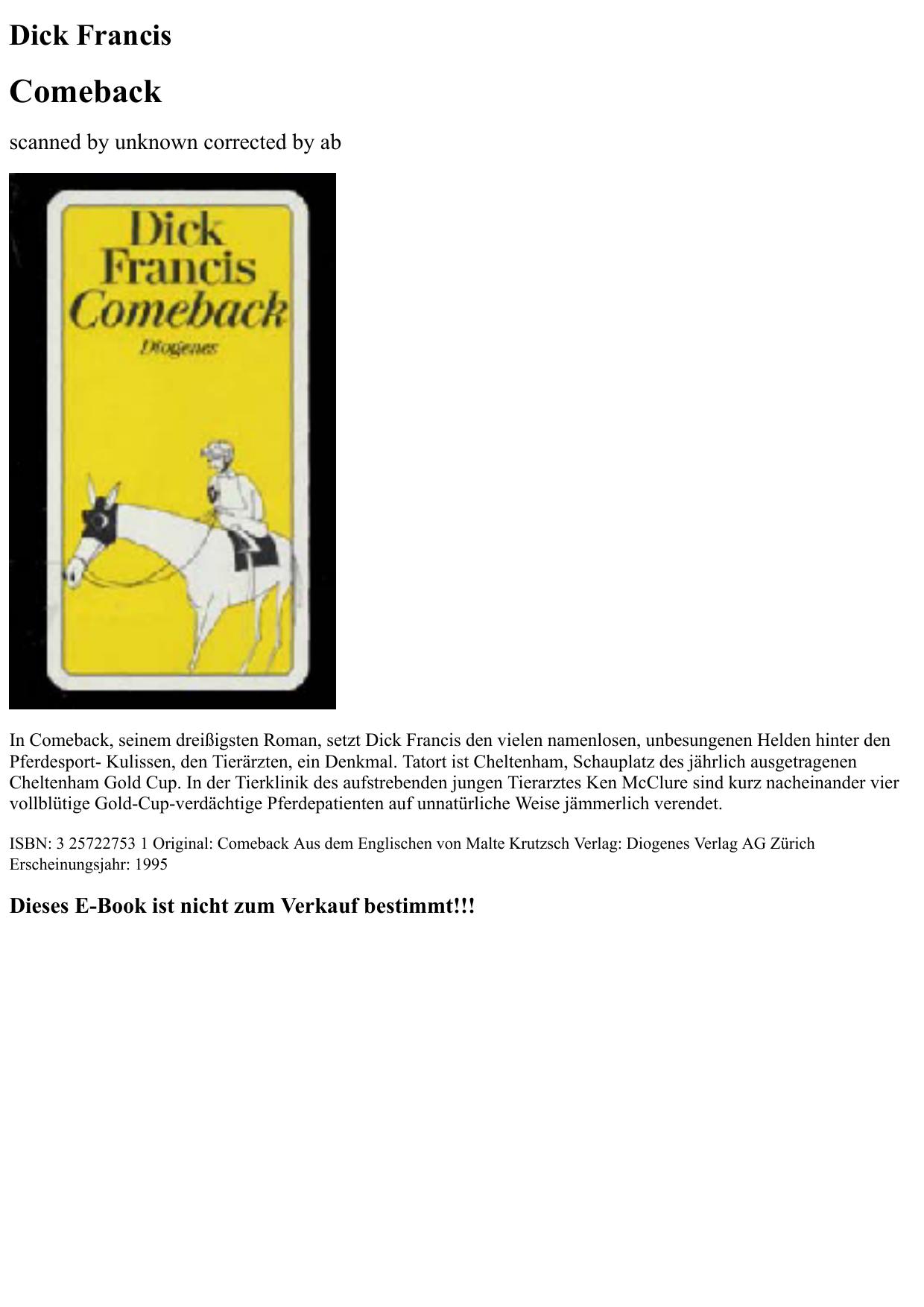comeback - dick francis