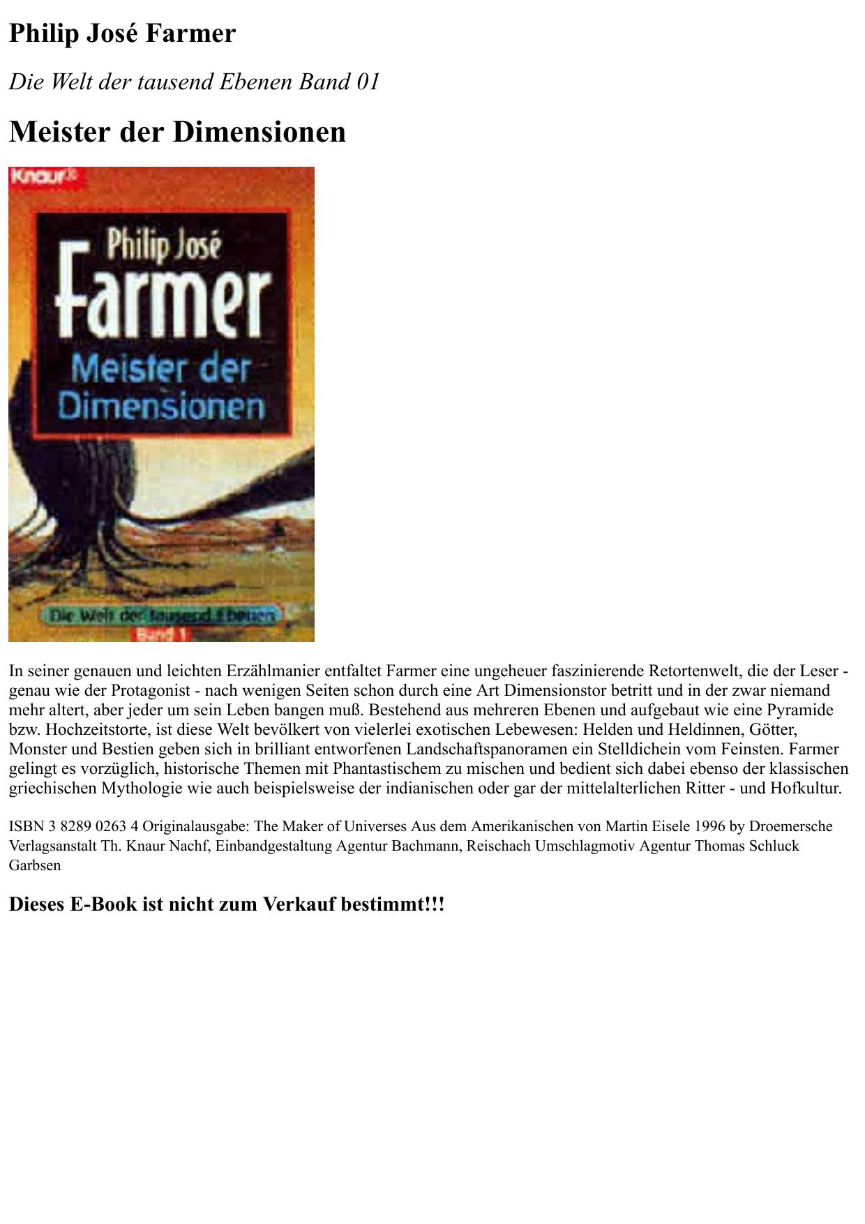 die welt der tausend ebenen 01 - meister der dimensionen - philip jose farmer